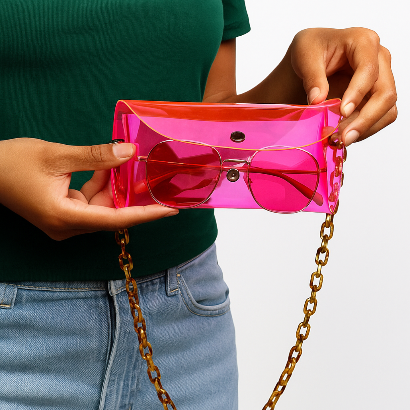 Sunshine Caixa de Óculos Holográfico Rosa